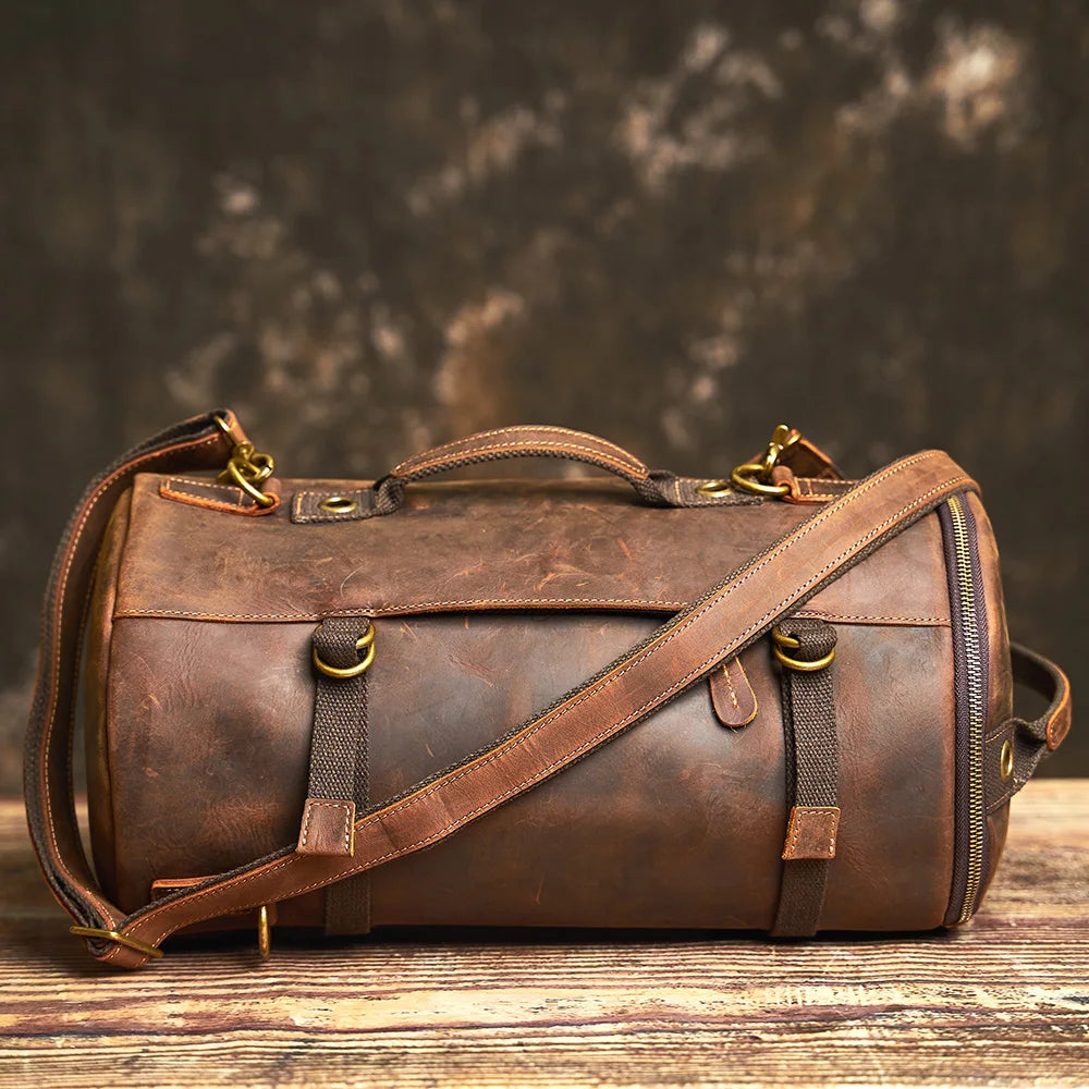 Travel Bag : Leather Vintage Coffee Duffel