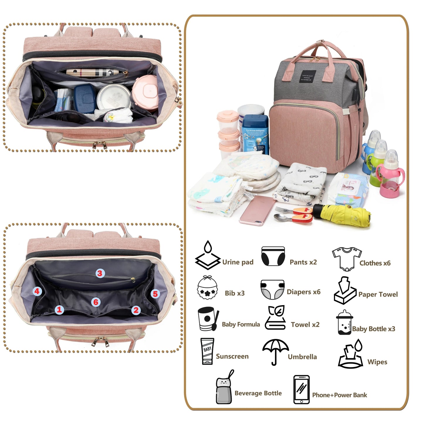 Nappy Bag - with Built-in Travel Cot the 2-in-1 Solution