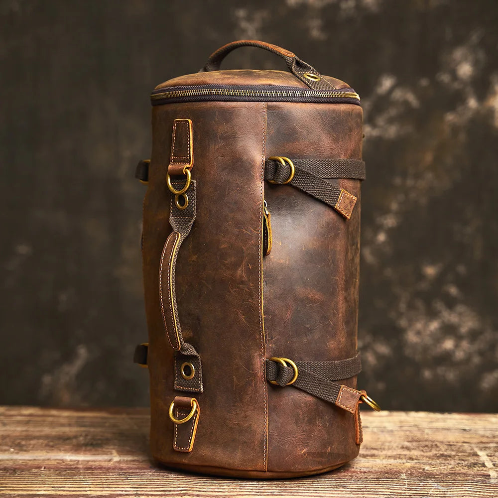 Travel Bag : Leather Vintage Coffee Duffel