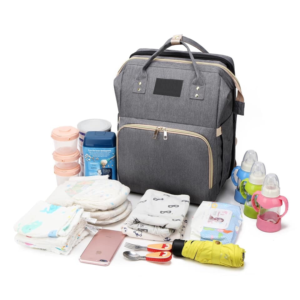 Nappy Bag - with Built-in Travel Cot  the 2-in-1 Solution