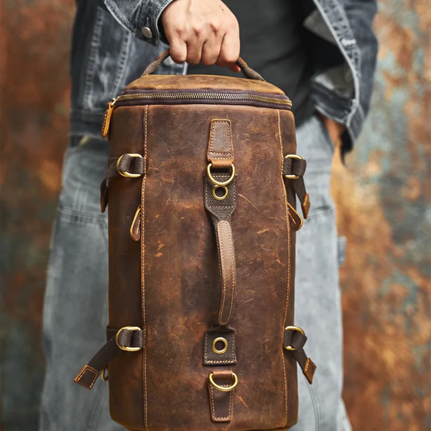 Travel Bag : Leather Vintage Coffee Duffel