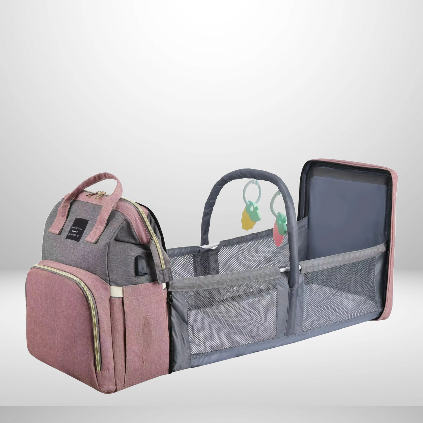 Nappy Bag - with Built-in Travel Cot  the 2-in-1 Solution