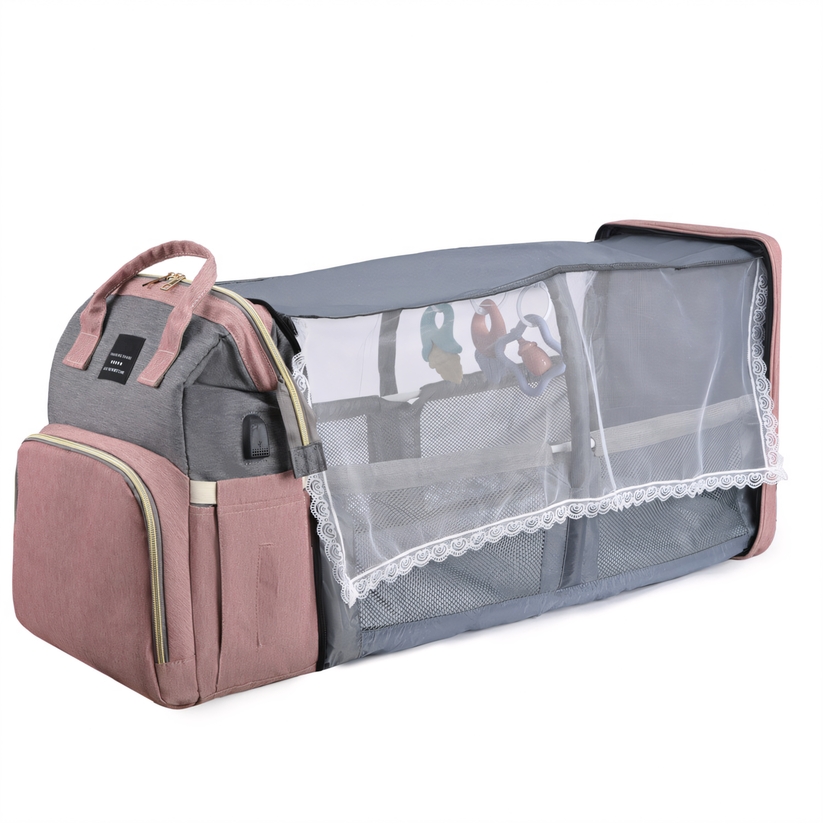 Nappy Bag - with Built-in Travel Cot  the 2-in-1 Solution